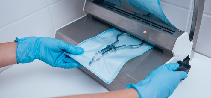 Sterilizing medical instruments in autoclave